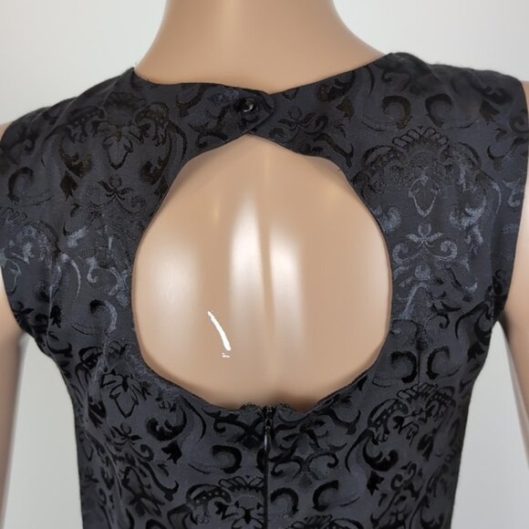 3/$20 Suzy Shier Sleeveless Jacquard Cocktail Dress Cut Out Brocade Sheath - Picture 5 of 12